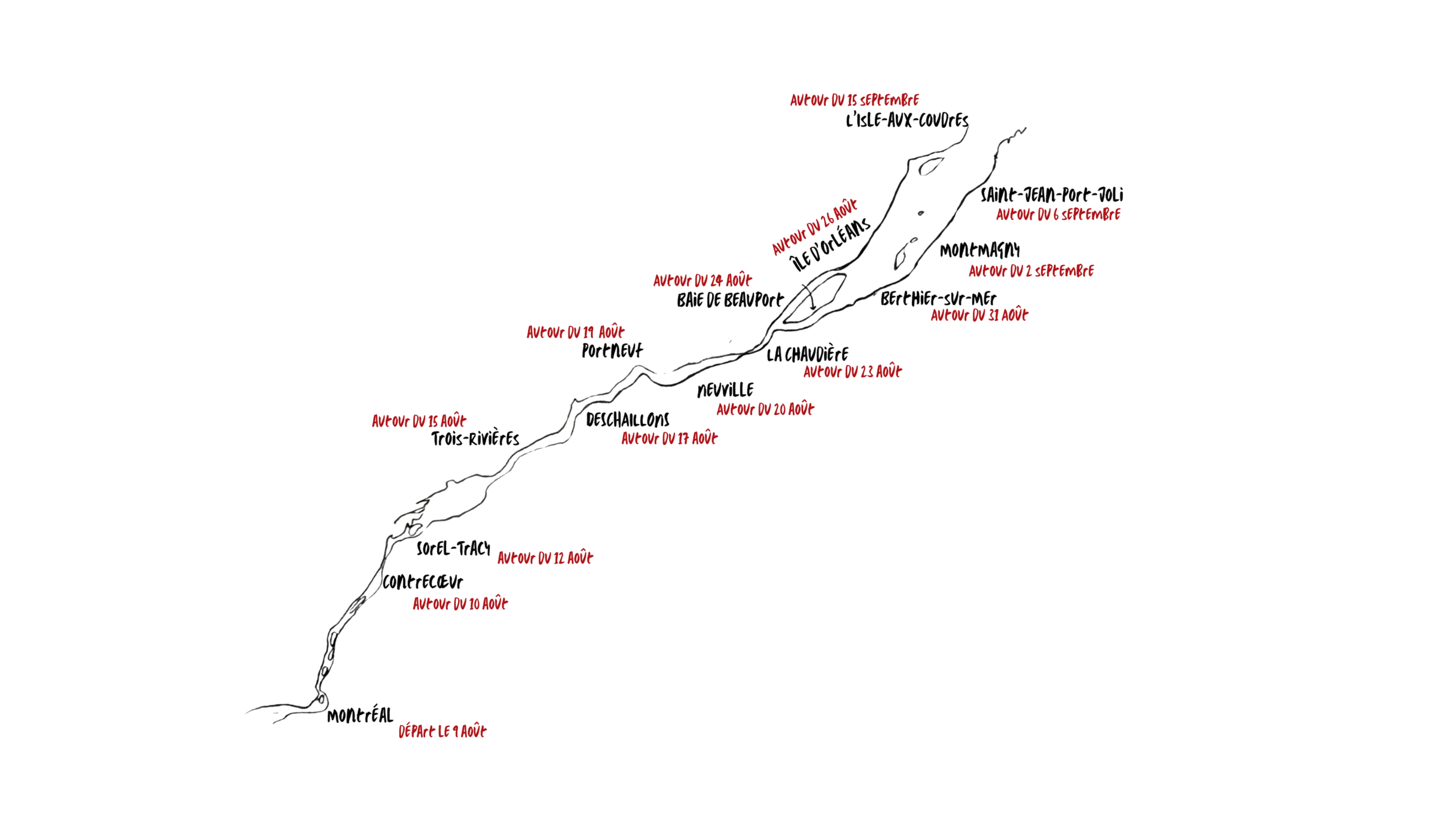 Calendrier des escales prévues du 9 août au 15 septembre 2026 - Le Courrier du Fleuve